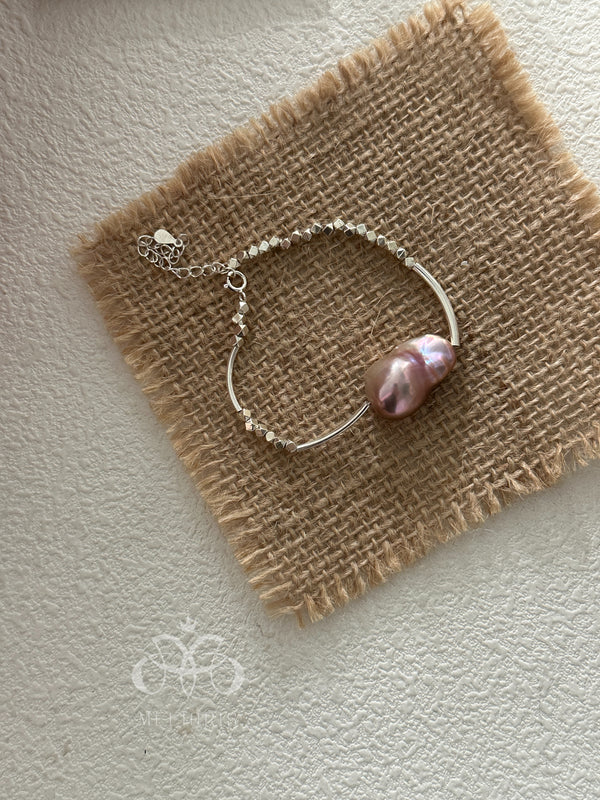 MELIORIS Twilight Radiance Pearl Silver Beading Detail Bracelet